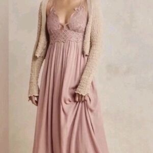 Blush pink lace maxi dress